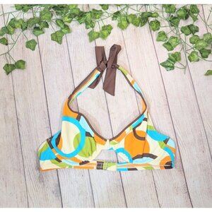 E-SPIRIT Women’s y2k Bikini Bra Top Colorful Halter Orange Brown Blue Size LRG